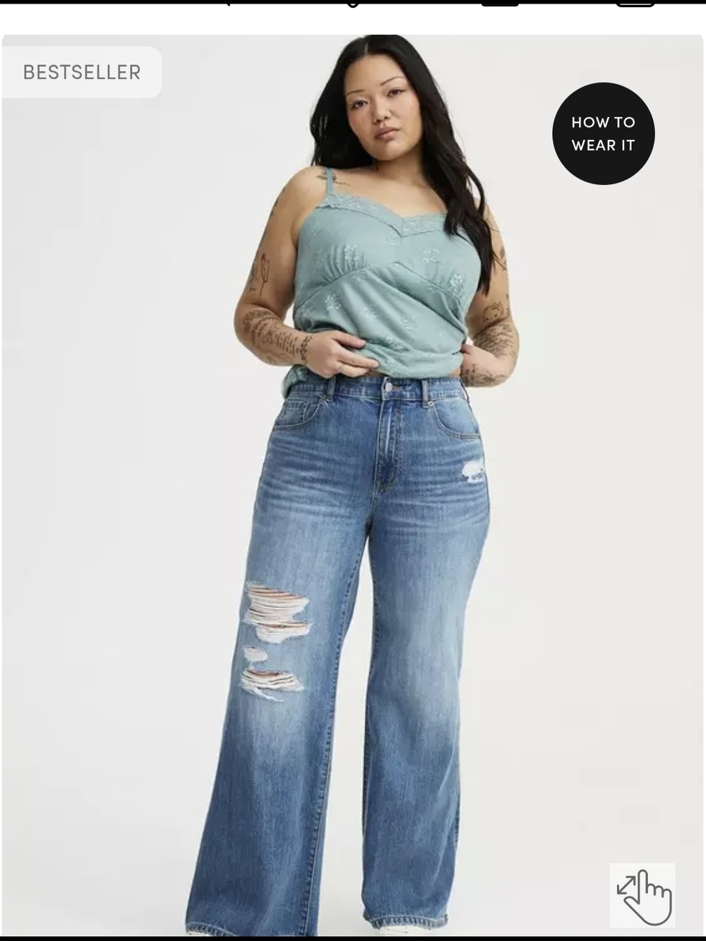 torrid Blue High-Rise Wide Leg Distressed Jeans